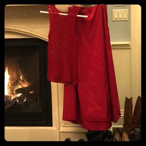 Ball gown skirt with sequence Crochet tank.